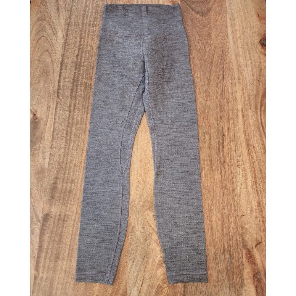 Lululemon Pants Womens 2 Gray High Rise Heathered Yoga Leggings Logo Athletic